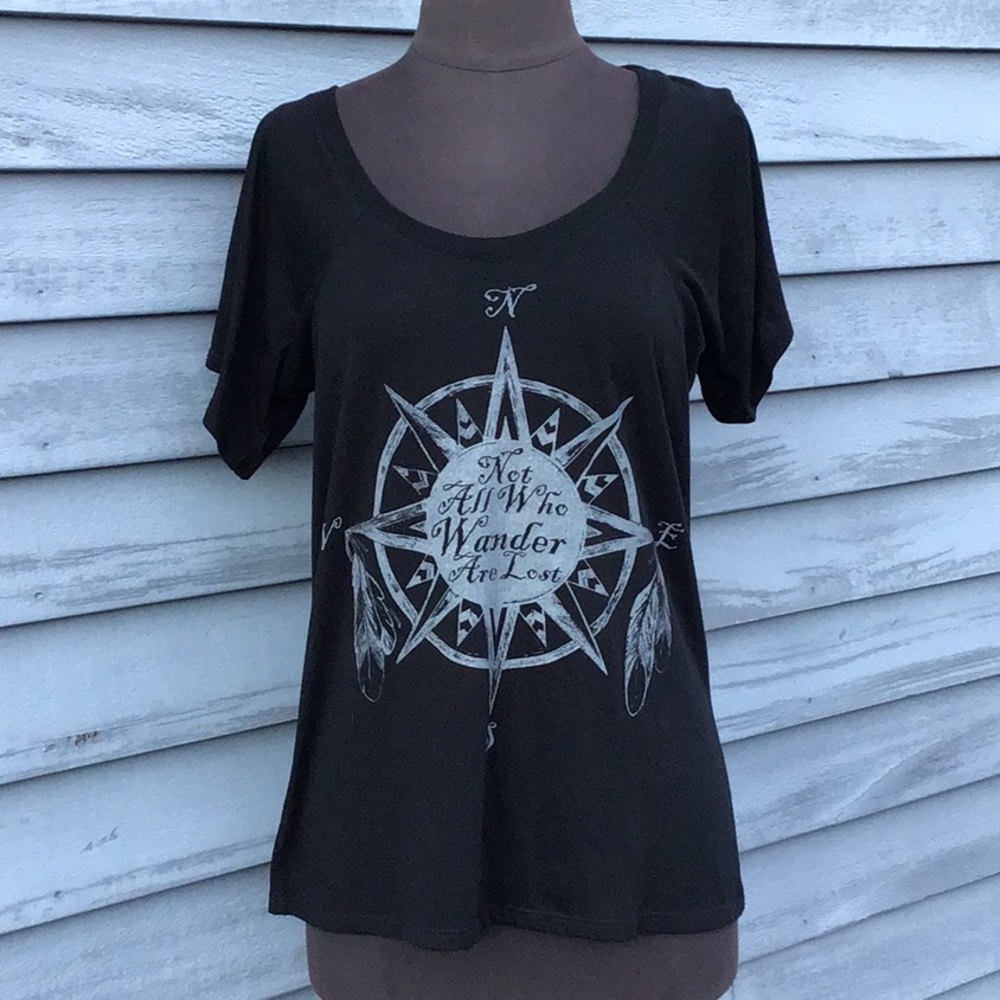 Jawbreaking Black Compass “Not all who wander are lost” Graphic Tee Small